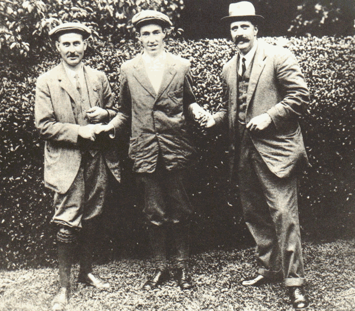 Francis Ouimet (center) with Vardon and Ray