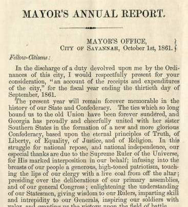 1861 Mayor Report